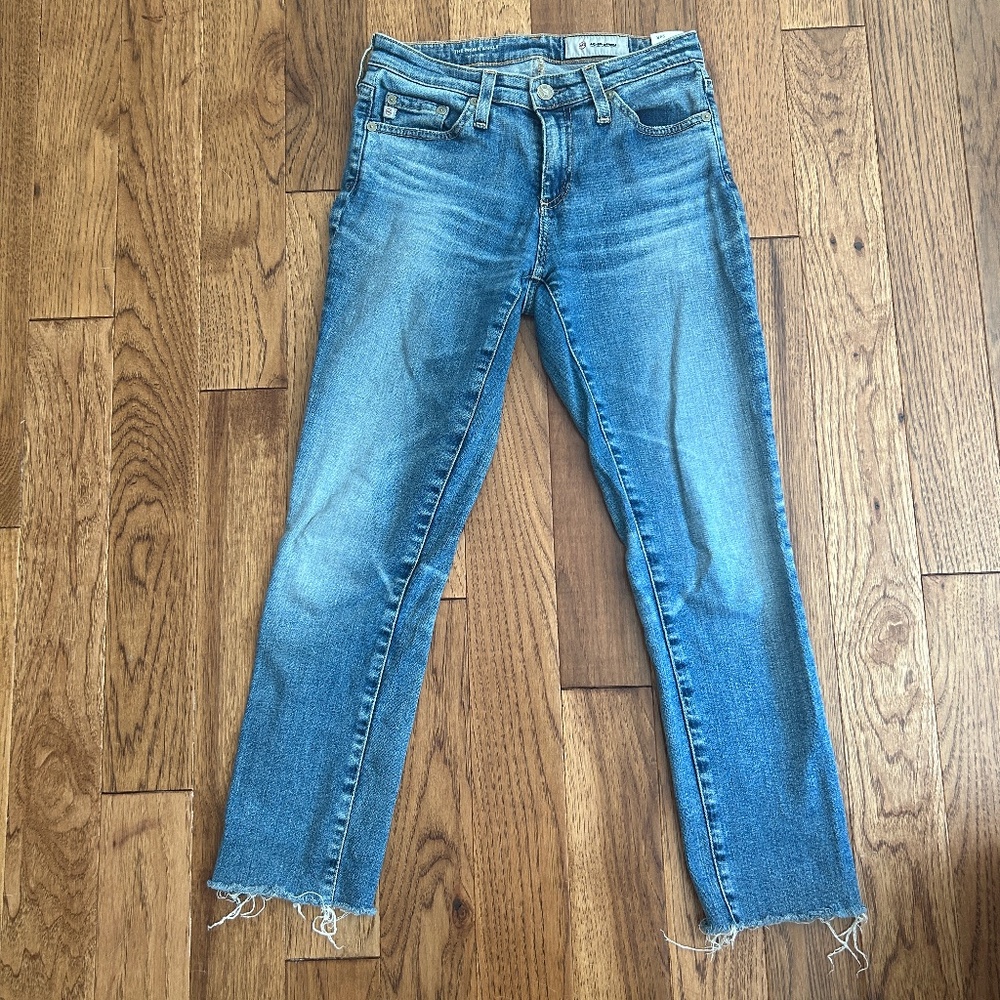 AG "PRIMA ANKLE CIGARETTE" JEANS WITH FRAYED HEM
